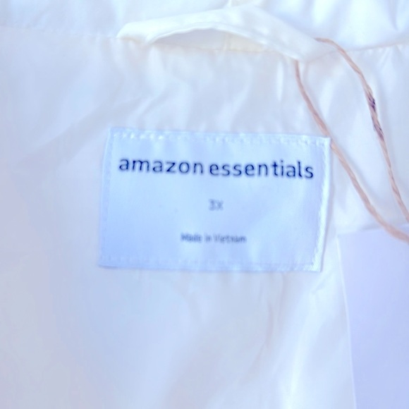 Amazon Essentials Crop Off White Puffer Jacket Size 3X Zipper Snap Closure - Picture 6 of 7